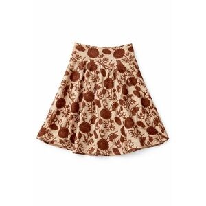 Gap Womens Brown Floral Linen Midi Skirt Size 14 Tan A-Line Cotton Lined Boho